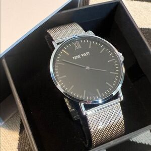 NEW Nine West Black Dial with Silver Mesh Band Unisex Watch